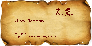 Kiss Rézmán névjegykártya